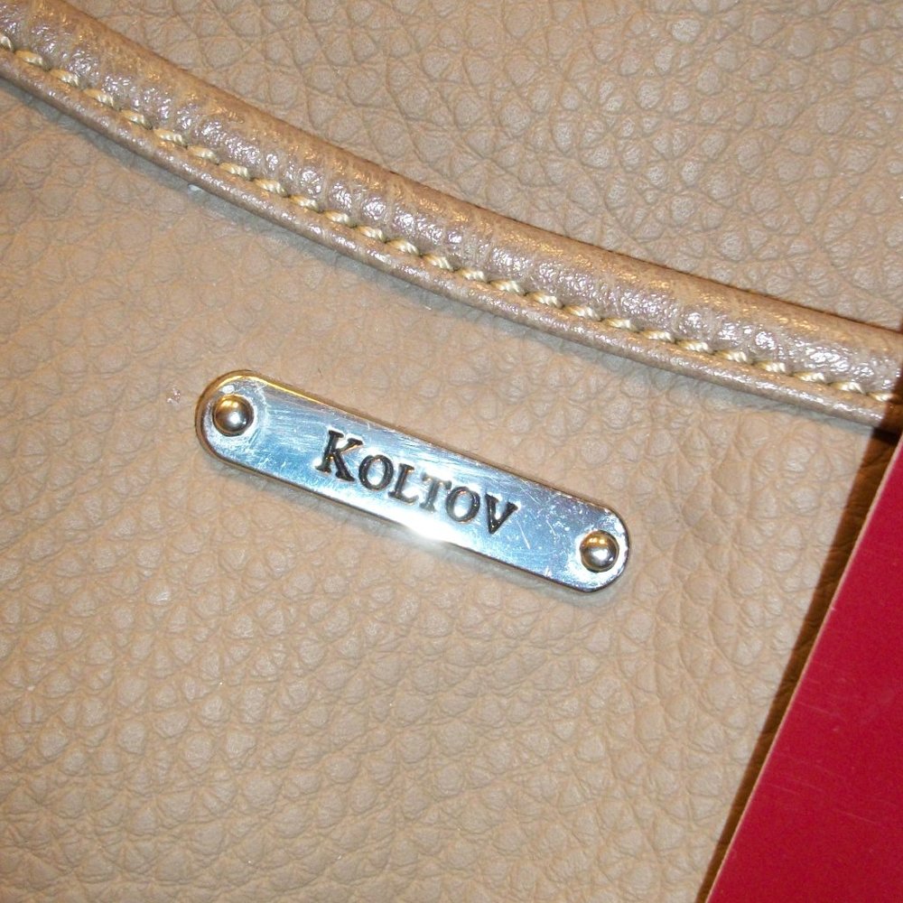 KOLTOV "Sarah" Taupe Faux Leather Satchel NWT 9.5"L x 7"H x 3"D Crossbody Strap - Picture 2 of 14